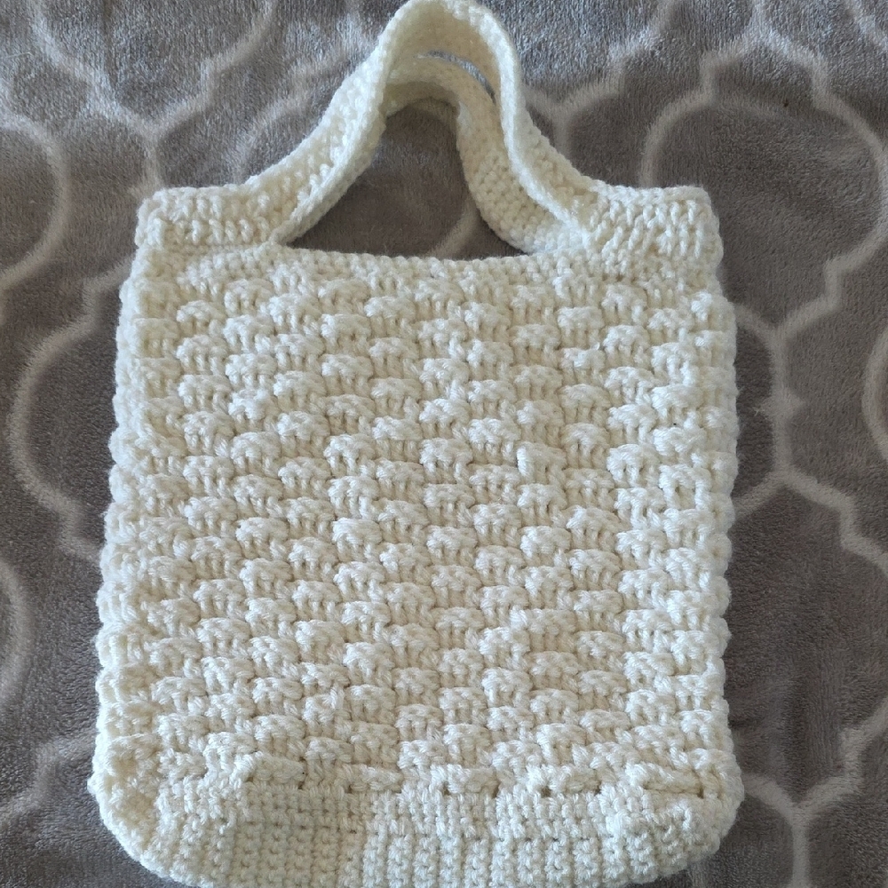 Cream Textured Crochet Tote Bag